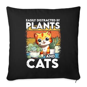 Plantes et chats Jardin Amoureux des plantes - Coussin et housse de 45 x 45 cm - noir - Devant