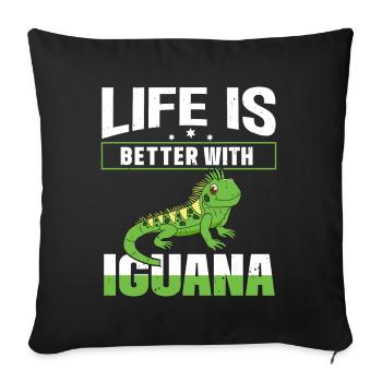 Herpétologiste amateur de reptiles iguanien - Coussin et housse de 45 x 45 cm - noir - Devant