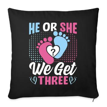 He Or She We Get Three Gender Reveal Triplets - Sofa pillow with filling 45cm x 45cm - black - Front