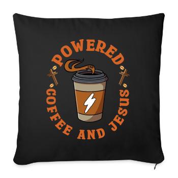 Powered By Coffee And Jesus - Sofa pillow with filling 45cm x 45cm - black - Front