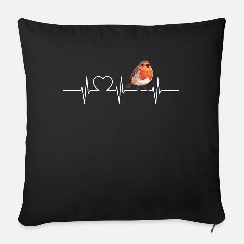 Robin Rotkehlchen - Sofakissen mit Füllung 45 x 45 cm - Schwarz