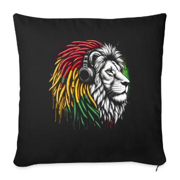 Jamaikanische Löwe Reggae Wurzel Löwe Juda Rasta - Sofakissen mit Füllung 45 x 45 cm - Schwarz - Vorne