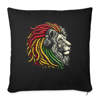 Jamaikanische Löwe Reggae Wurzel Löwe Juda Rasta - Sofakissen mit Füllung 45 x 45 cm - Schwarz - Vorne
