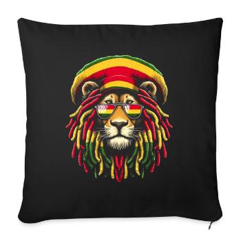 Lion jamaïcain Reggae Root Lion Judah Rasta - Coussin et housse de 45 x 45 cm - noir - Devant