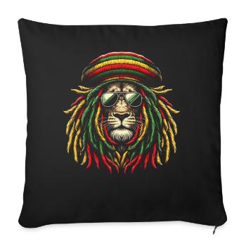 Jamaikanische Löwe Reggae Wurzel Löwe Juda Rasta - Sofakissen mit Füllung 45 x 45 cm - Schwarz - Vorne