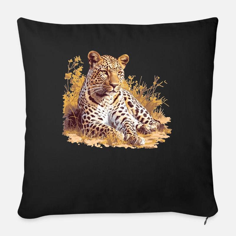 Leoparden Leopard - Sofakissen mit Füllung 45 x 45 cm - Schwarz