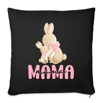 Bunny Mom Child - Sofa pillow with filling 45cm x 45cm - black - Front