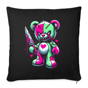 Pastel Goth Teddy Bear Horror Creepy Scary - Sofa pillow with filling 45cm x 45cm - black - Front