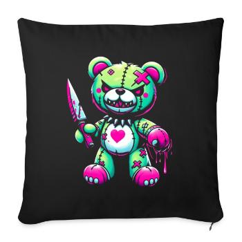 Pastel Goth Ours en peluche Horreur Effrayant - Coussin et housse de 45 x 45 cm - noir - Devant