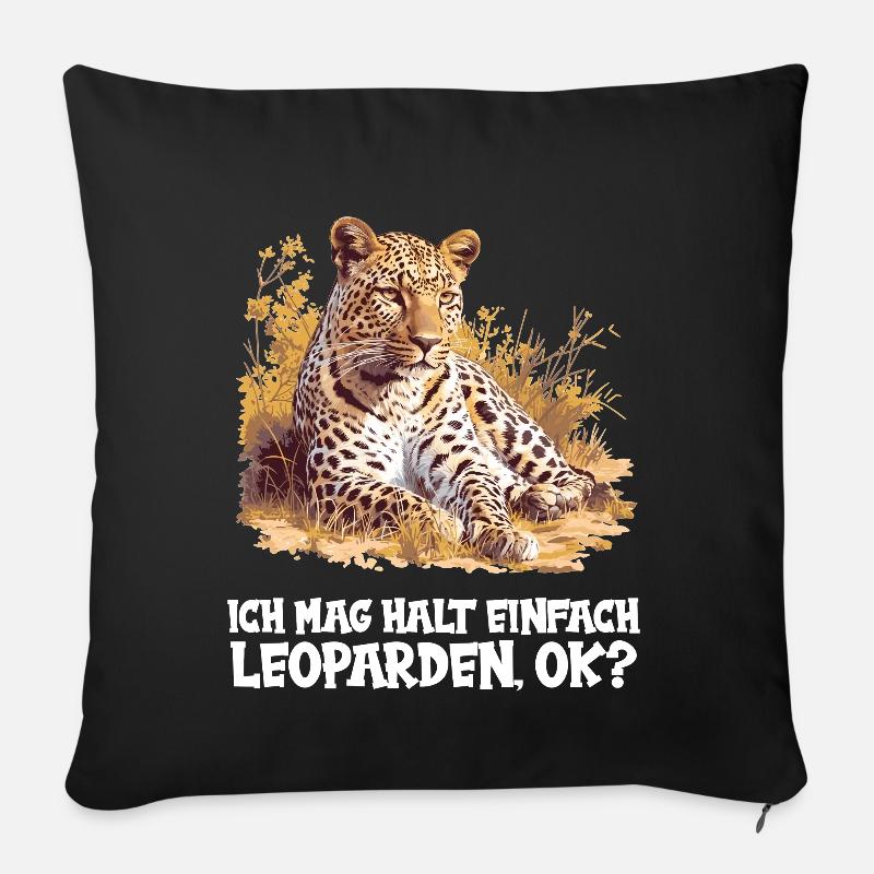 Leoparden Leopard - Sofakissen mit Füllung 45 x 45 cm - Schwarz