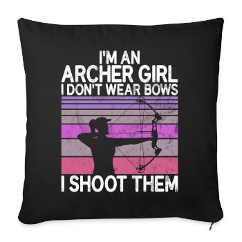 Archery Bowhunter Shooting Girls Arrow Hunting - Sofa pillow with filling 45cm x 45cm - black - Front