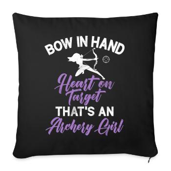 Bogenschießen Bowhunter Shooting Girls Pfeiljagd - Sofakissen mit Füllung 45 x 45 cm - Schwarz - Vorne
