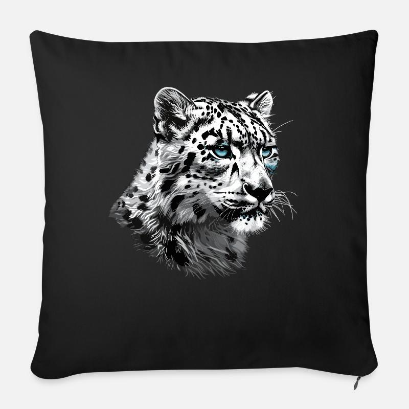 Snow Leopard Schneeleoparden Schneeleopard - Sofakissen mit Füllung 45 x 45 cm - Schwarz