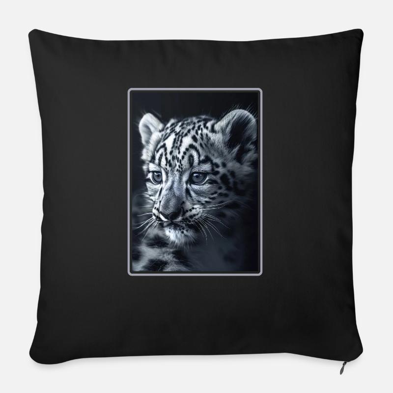 Snow Leopard Schneeleoparden Schneeleopard - Sofakissen mit Füllung 45 x 45 cm - Schwarz