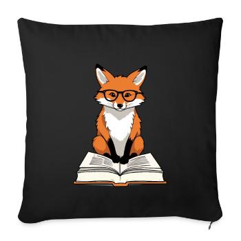 Niedlicher Buch Liebhaber Fuchs Mit Brille - Sofakissen mit Füllung 45 x 45 cm - Schwarz - Vorne