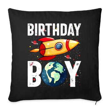 Birthday Boy Astronaut Space Theme Birthday - Sofa pillow with filling 45cm x 45cm - black - Front