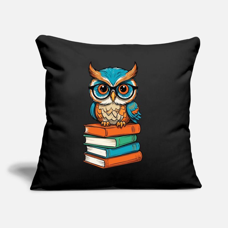 Bücher Eule Lustiger Buch Liebhaber Illustration Sofakissen mit Füllung 45 x 45 cm