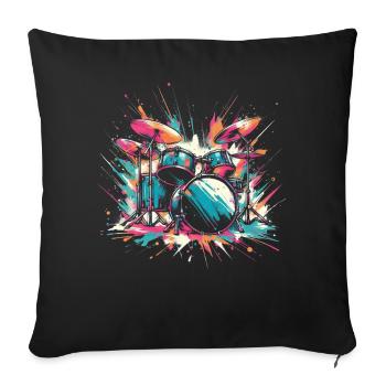Buntes Abstraktes Drum Set Drummer Drumming - Sofakissen mit Füllung 45 x 45 cm - Schwarz - Vorne