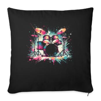 Buntes Abstraktes Drum Set Drummer Drumming - Sofakissen mit Füllung 45 x 45 cm - Schwarz - Vorne