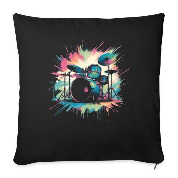 Buntes Abstraktes Drum Set Drummer Drumming - Sofakissen mit Füllung 45 x 45 cm - Schwarz - Vorne