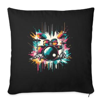 Buntes Abstraktes Drum Set Drummer Drumming - Sofakissen mit Füllung 45 x 45 cm - Schwarz - Vorne