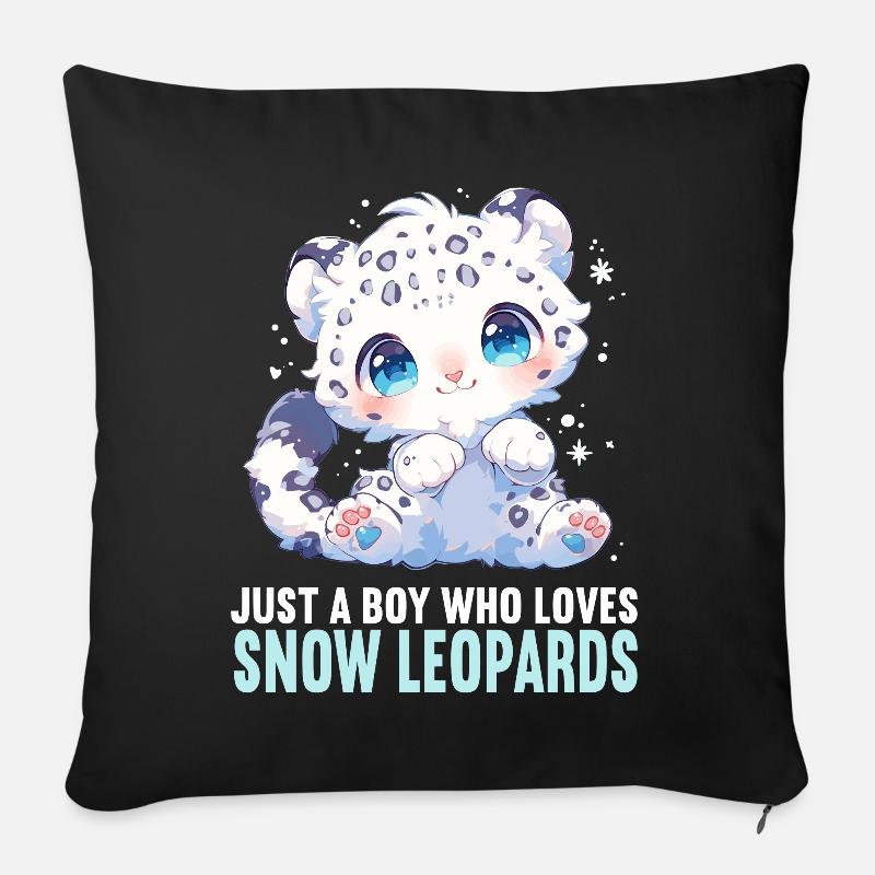 Snow Leopard Schneeleoparden Schneeleopard - Sofakissen mit Füllung 45 x 45 cm - Schwarz