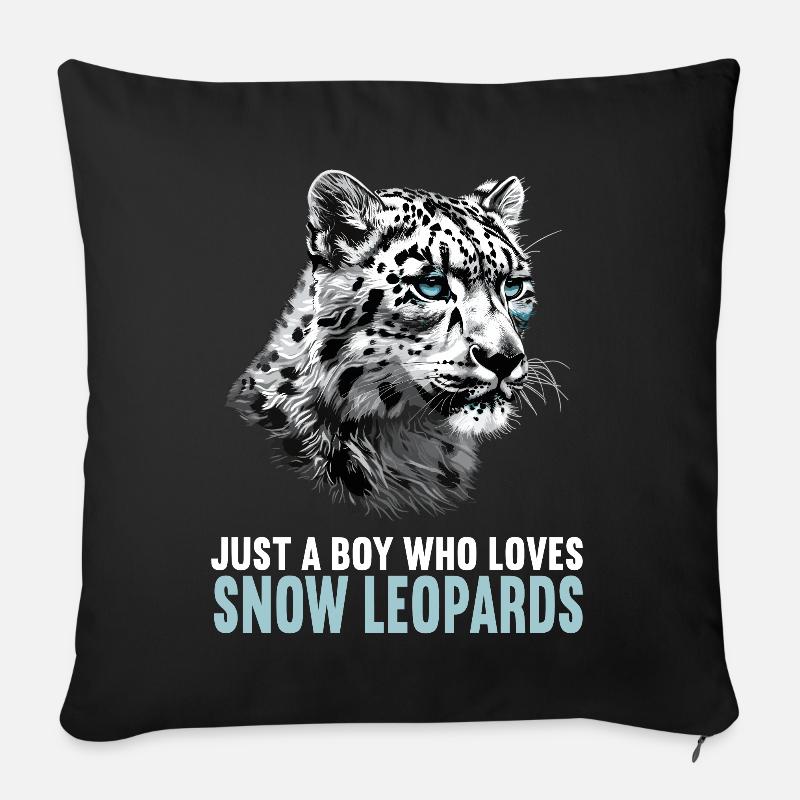 Snow Leopard Schneeleoparden Schneeleopard - Sofakissen mit Füllung 45 x 45 cm - Schwarz