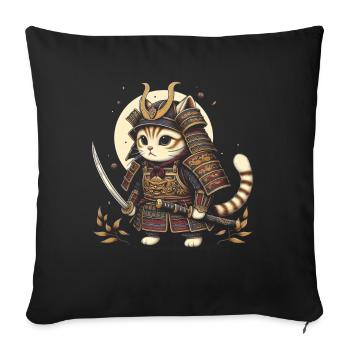 Japanese Samurai Cat Warrior Retro Ninja - Sofa pillow with filling 45cm x 45cm - black - Front