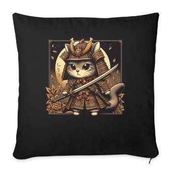Japanese Samurai Cat Warrior Retro Ninja - Sofa pillow with filling 45cm x 45cm - black - Front