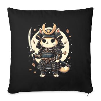 Japanese Samurai Cat Warrior Retro Ninja - Sofa pillow with filling 45cm x 45cm - black - Front
