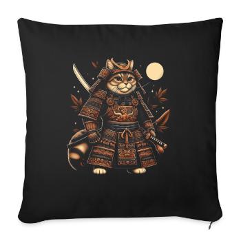 Japonais Samouraï Cat Warrior Retro Ninja - Coussin et housse de 45 x 45 cm - noir - Devant