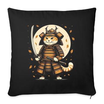 Japanese Samurai Cat Warrior Retro Ninja - Sofa pillow with filling 45cm x 45cm - black - Front
