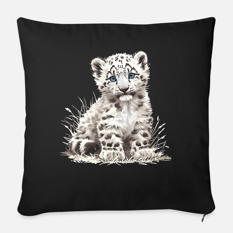 Snow Leopard Schneeleoparden Schneeleopard - Sofakissen mit Füllung 45 x 45 cm - Schwarz