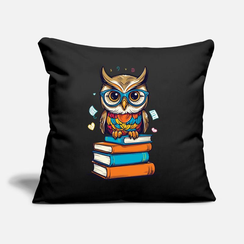Bücher Eule Eulen Liebhaber Süße Buch Illustration Sofakissen mit Füllung 45 x 45 cm