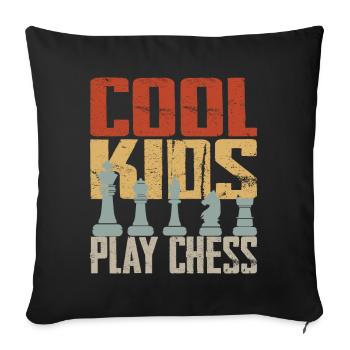 Cool Kids Play Chess - Sofa pillow with filling 45cm x 45cm - black - Front