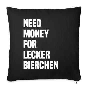 Besoin d’argent pour Lecker Bierchen - Coussin et housse de 45 x 45 cm - noir - Devant