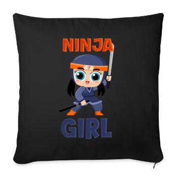 Ninja Girl Drôle Fête D’anniversaire Bday Girl - Coussin et housse de 45 x 45 cm - noir - Devant