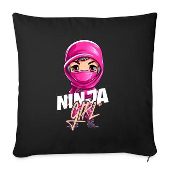 Ninja Girl Drôle Fête D’anniversaire Bday Girl - Coussin et housse de 45 x 45 cm - noir - Devant