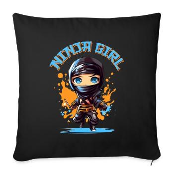 Ninja Girl Drôle Fête D’anniversaire Bday Girl - Coussin et housse de 45 x 45 cm - noir - Devant