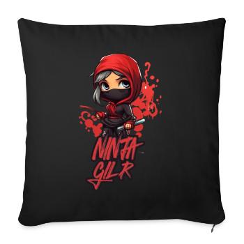 Ninja Girl Drôle Fête D’anniversaire Bday Girl - Coussin et housse de 45 x 45 cm - noir - Devant