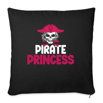 Pirate Princesse Pirate Crâne Croix Os - Coussin et housse de 45 x 45 cm - noir - Devant