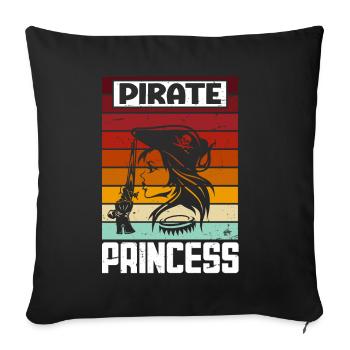 Pirate Princesse Pirate Crâne Croix Os - Coussin et housse de 45 x 45 cm - noir - Devant