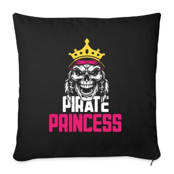 Pirate Princesse Pirate Crâne Croix Os - Coussin et housse de 45 x 45 cm - noir - Devant