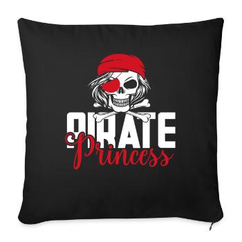 Pirate Princesse Pirate Crâne Croix Os - Coussin et housse de 45 x 45 cm - noir - Devant