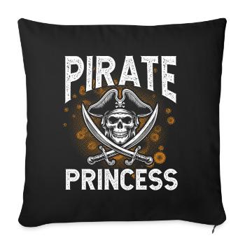 Pirate Princesse Pirate Crâne Croix Os - Coussin et housse de 45 x 45 cm - noir - Devant