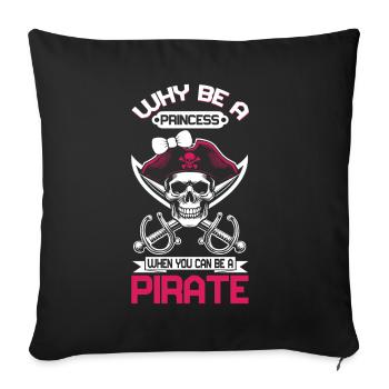 Pirate Princesse Pirate Crâne Croix Os - Coussin et housse de 45 x 45 cm - noir - Devant