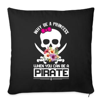 Pirate Princesse Pirate Crâne Croix Os - Coussin et housse de 45 x 45 cm - noir - Devant