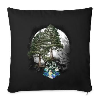 Forêt Nature Printemps Fleurs Conifères Forêt Arbres Arbre - Coussin et housse de 45 x 45 cm - noir - Devant