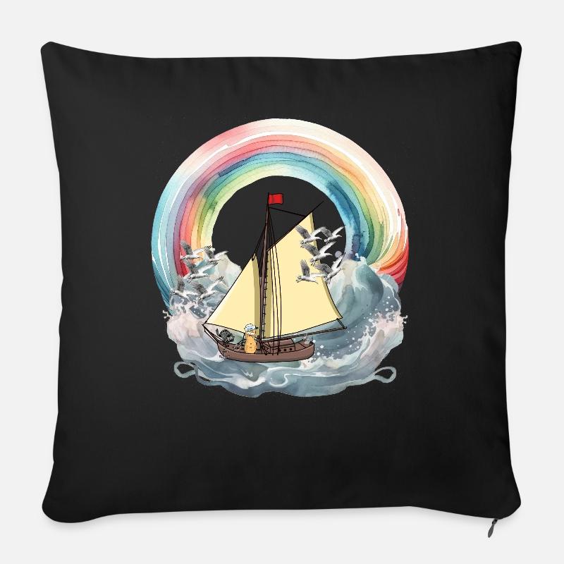 Erdnuss maritim Segelschiff Schiff Schiffe Boot - Sofakissen mit Füllung 45 x 45 cm - Schwarz