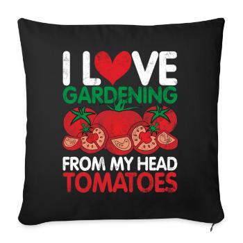Tomates du jardin Légumes Tomates tête de jardinier - Coussin et housse de 45 x 45 cm - noir - Devant